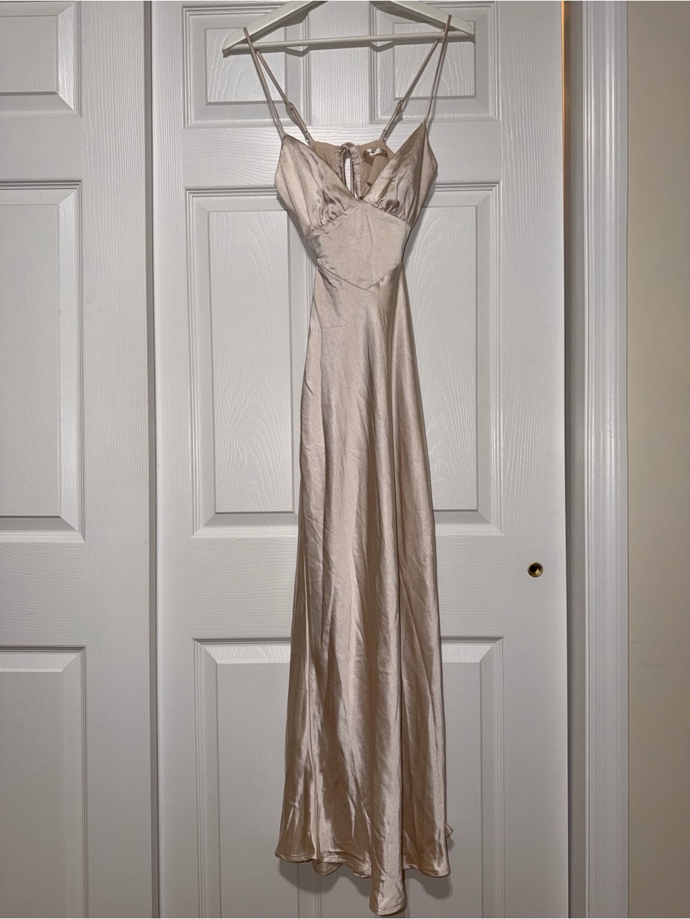 Elegant Champagne Maxi Slip Dress with Adjustable Straps